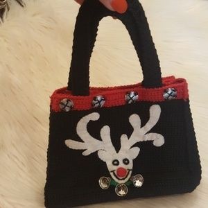 LITTLE GIRLS KNITTED CHRISTMAS‎ REINDEER PURSE